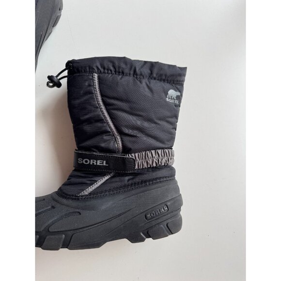 Kids' SOREL Flurry Black Winter Waterproof Lug Sole Winter Snow Boots, Size 6 - Picture 5 of 12